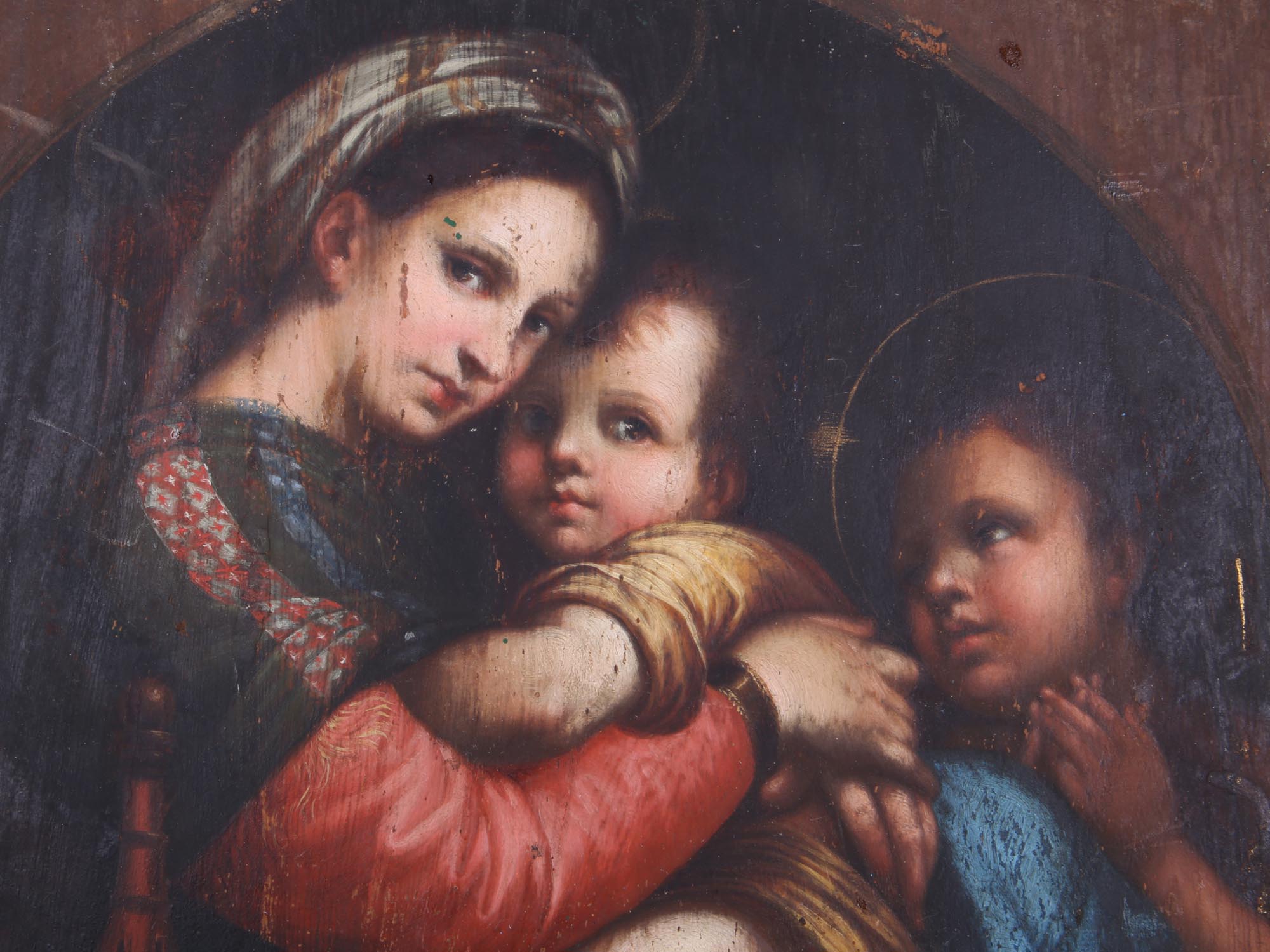 AFTER RAFAEL SANTI OIL PAINTING MADONNA CHRIST PIC-1